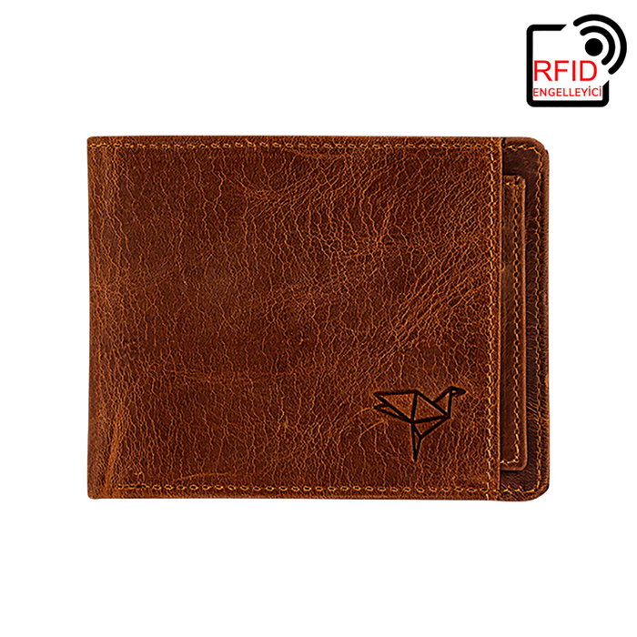 Zoozie Bags Cartera para Hombre de Piel Auténtica, Tostado, 10 cm x 2 cm x 7.4 cm